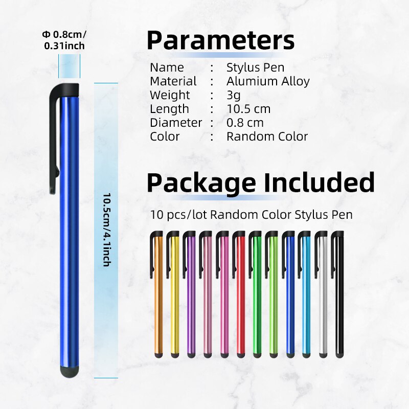 10pcs/lot Universal Stylus Pen Android Mobile Phone Capacitive Screen Touch Pen Writing Drawing for ipad Tablet PC Click Pencil