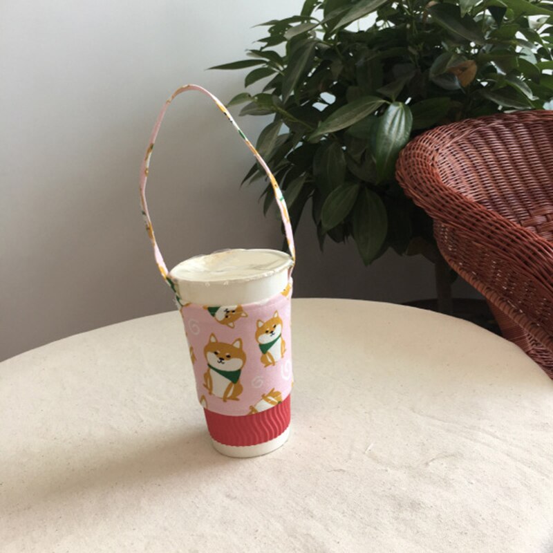 Milieuvriendelijke Drank Tas Draagbare Drank Tas Kleur Canvas Cup Set Drink Cup Tas Handgemaakte Cup Set Canvas Tas Thuis Organisator: 03