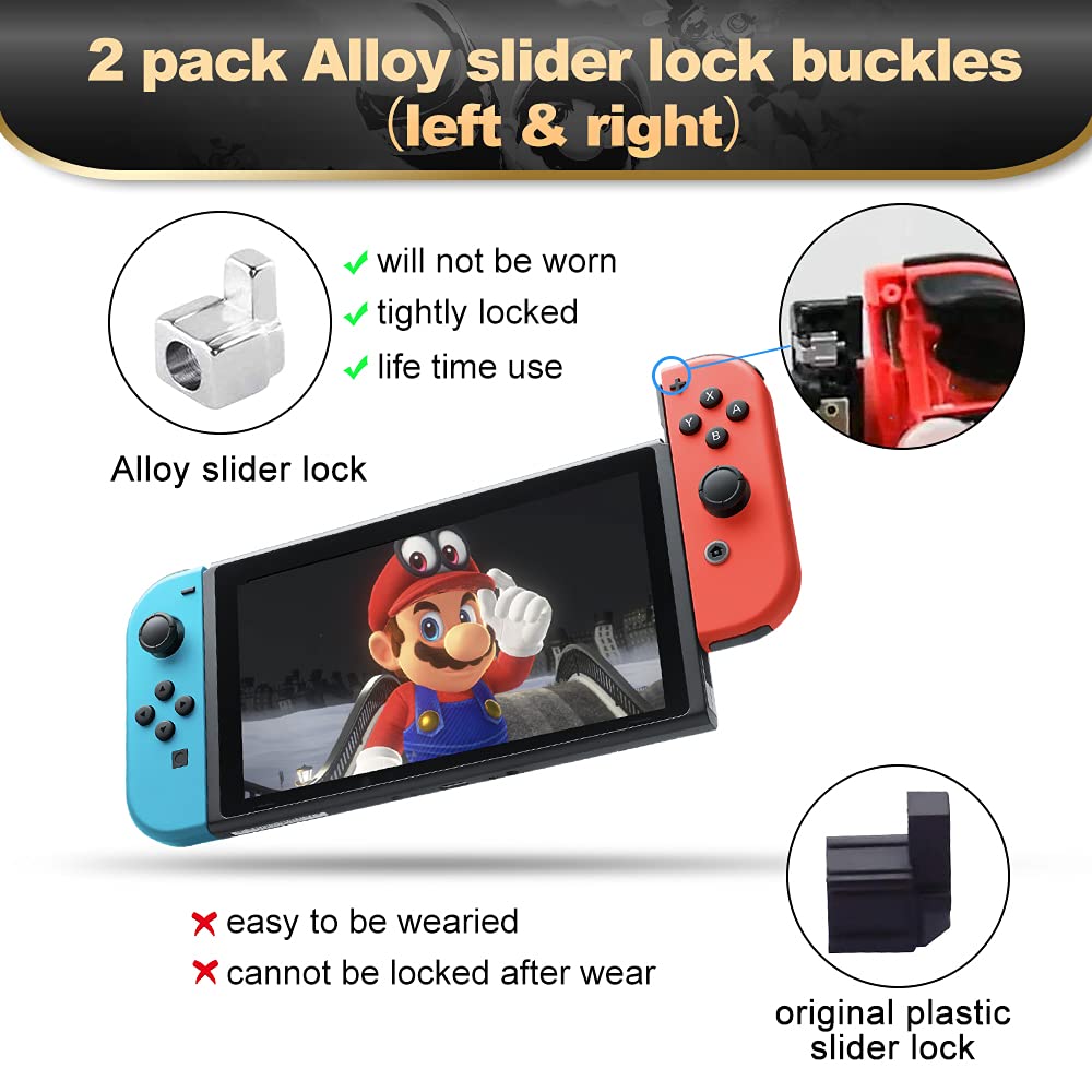 Kit de reparación de repuesto de Joystick NS Joycon 28 en 1, hebillas de Metal deslizantes izquierda y derecha para Nintendo Switch Lite/accesorios Oled