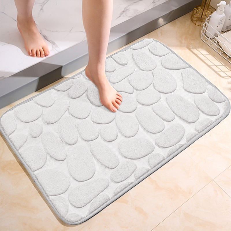Large Bathroom Mat Soft Absorbent Pebble Foot Mat Anti Slip Bath Mat Bedroom Balcony Carpet Entrance Floor Mat Long Kitchen Mat