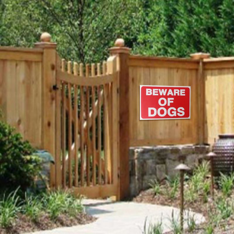 Indoor Outdoor Use Adhesive Beware of Dog 30x20cm 11.8x7.8 Inches Warning Security Dog Sign for Fence Gates Sticker