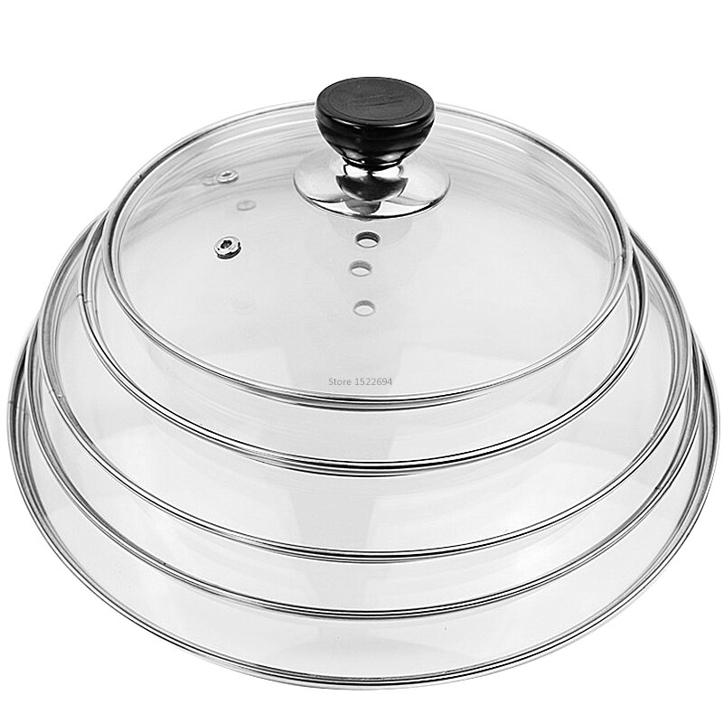 Cookware Reinforced Glass Lid Tempered Wok Lid Pyrex Glass Round Chef Pan Lid with Knob Premium Qualtiy Pan Cover