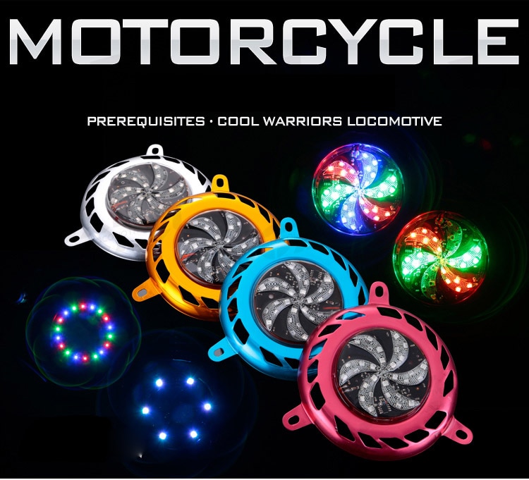 Motorcykel scooter motor kølevifte dæksel spøgelsesild med farverige lys efterlader stil til  gy6 125 150 152