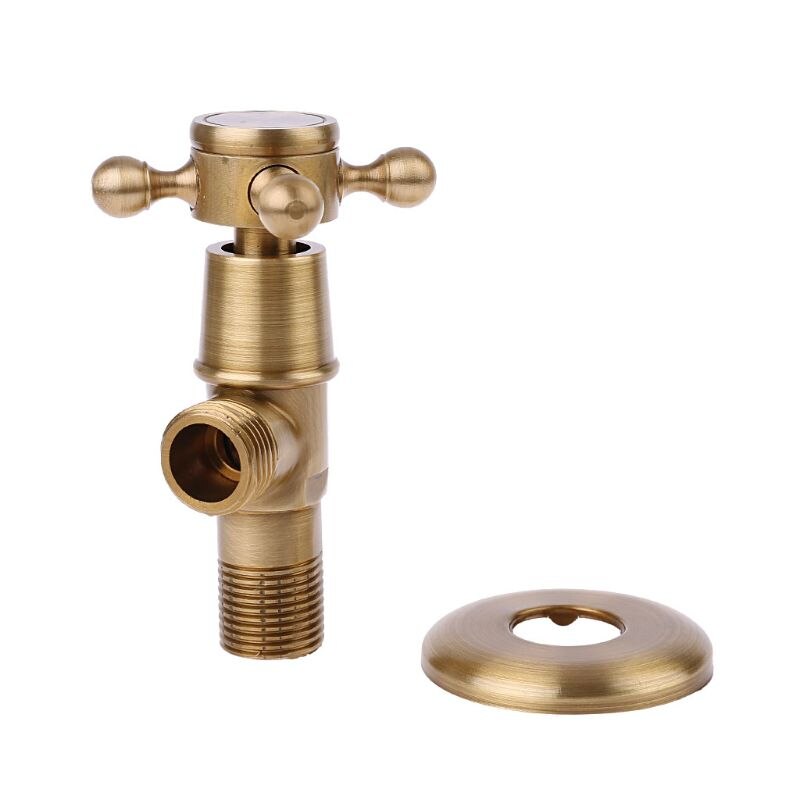 Valve Antique Brass Triangle Valve 1/2" Male Thread Water Control Valves Bathroom Angle Stop Valve