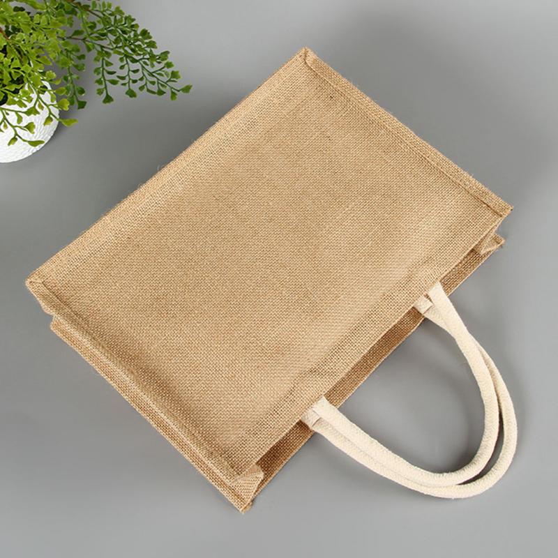 Bolsa de almacenamiento con asa ecológica para mujer, accesorios de bolso de yute, bolsa de viaje de , compras casuales multiuso, hogar sólido