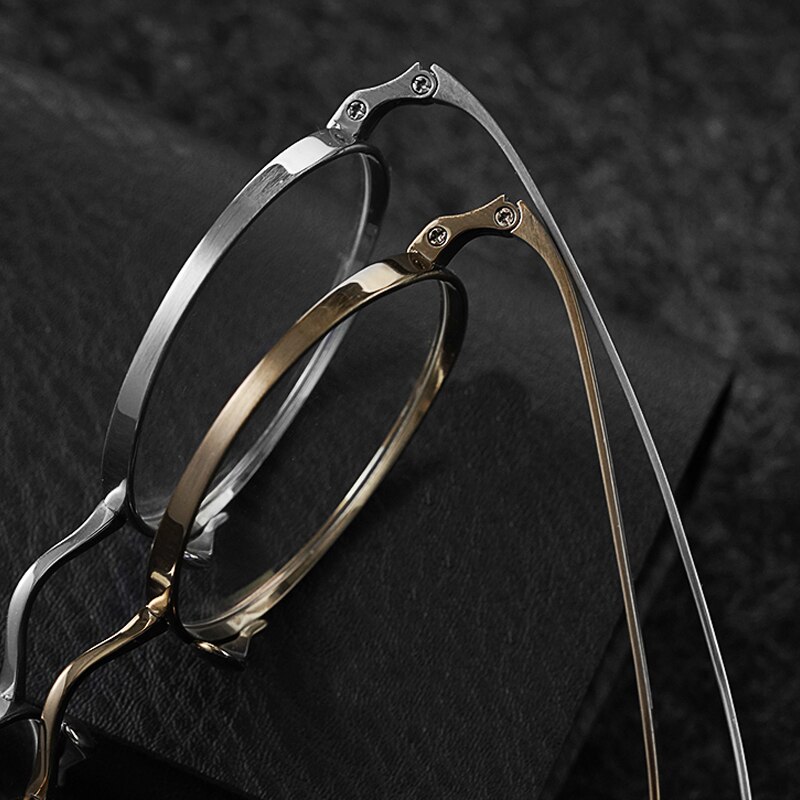 Gafas redondas de titanio para hombre y mujer, montura de gafas Retro Vintage, de de lujo, graduadas, para Miopía
