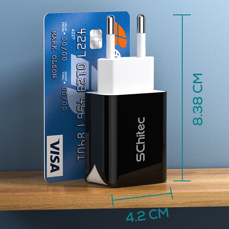 Schitec Dual USB Charger EU Plug Quick Charge 2.1A Wall Charger Max Mobile Phone Charging Mini Adapter Travel Charger for iPhone