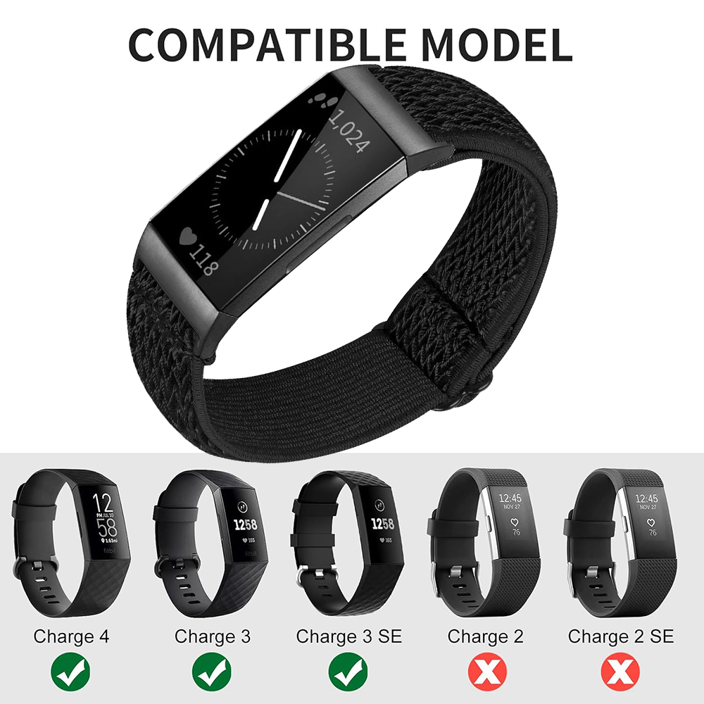 Nylon Elastic Bracelet Band Loop For Fitbit Charge 4 3 Woven Sports Watch Wrist Strap For Fitbit Charge 3 4 se