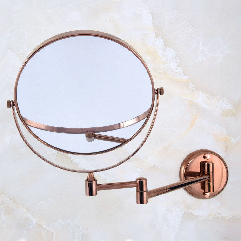 Hotel Badkamer Accessoire Luxe Rose Goud Koper Messing 8 &quot;Wall Mount Swing Arm 2-Zijdig Vergrootglas Spiegel aba637