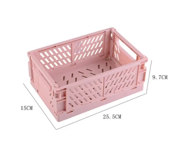 Faltbare Aufbewahrungskiste aus Kunststoff, zusammenklappbarer Boxkorb, stapelbar, niedlicher Make-up-Schmuck, Spielzeugboxen für Aufbewahrungsbox, Organizer, tragbar: Black