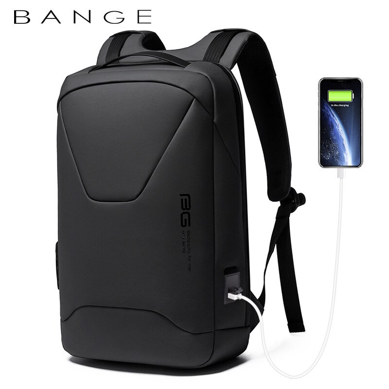 Bange herren-laptop-rucksack, diebstahlsicher, wasserdicht, 15.6 zoll, alltags-, arbeits-, business-rucksack, schulrucksack, mochila für männer: Schwarz