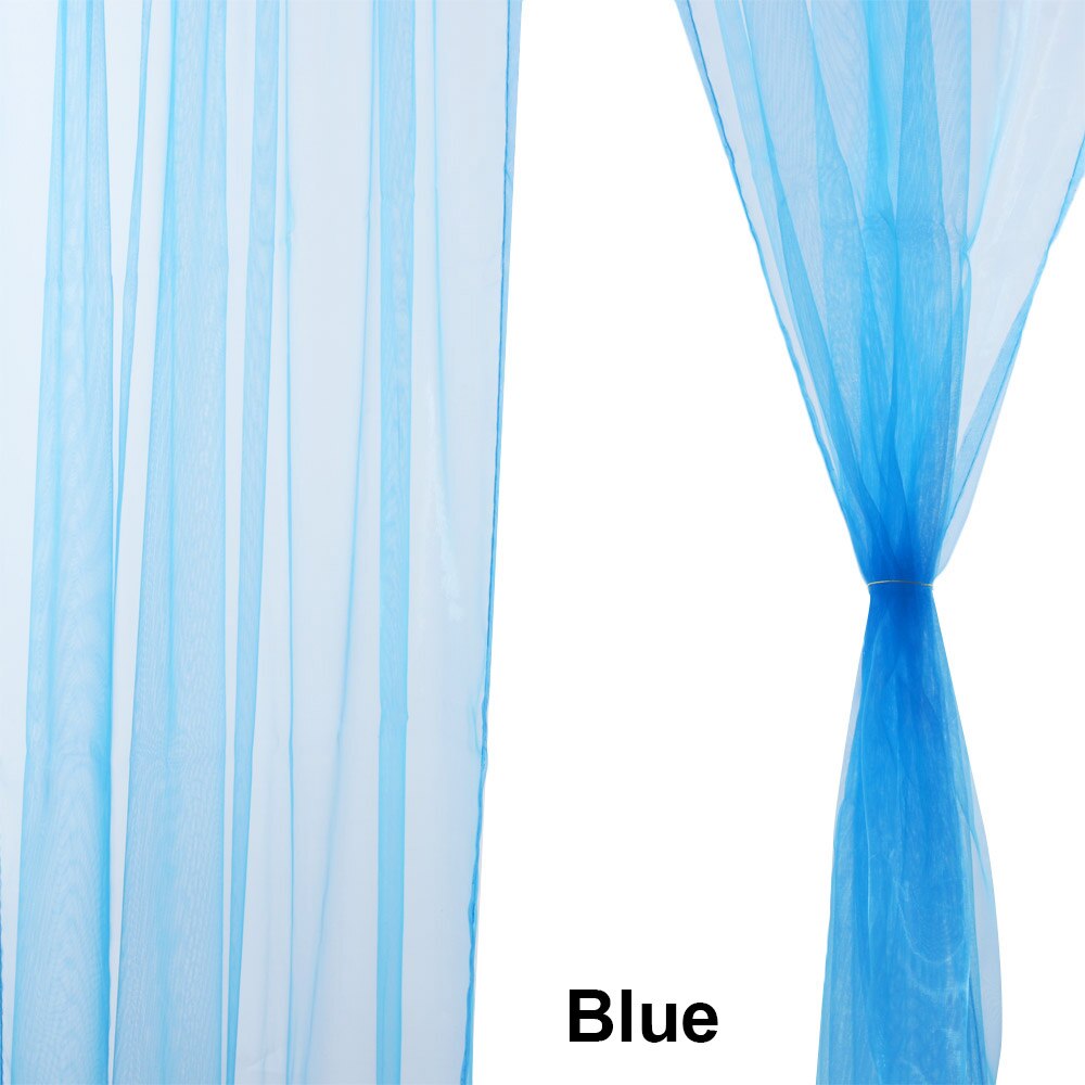 Pair (2 Panels) Of Tulle Curtains Solid Sheer Curtains Tulle Window Voile Net Curtains Window Screen Home Kitchen Living Room De: blue