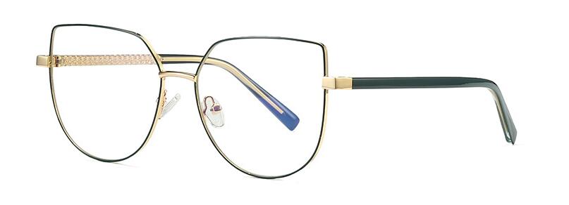 Gafas de ordenador con bloqueo de luz azul ojo de gato dorado, de , marco de gafas ópticas, transparentes, sin Dioptor: C6 Green Gold
