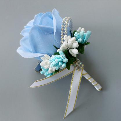 Corsage de mariage fait main avec des fleurs artificielles en soie, avec une broche pour homme, 1 pièce: Color 5