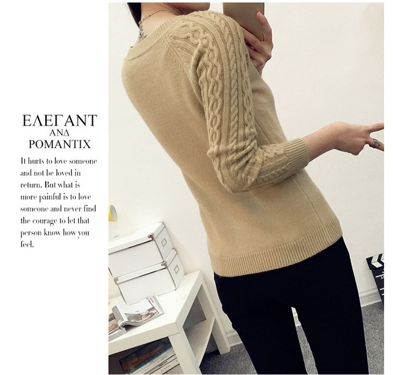 Women Sweaters And Pullovers Autumn Winter Long Sleeve Knitted Sweater Female Black/Pink Jumper Casual Solid Pull Femme