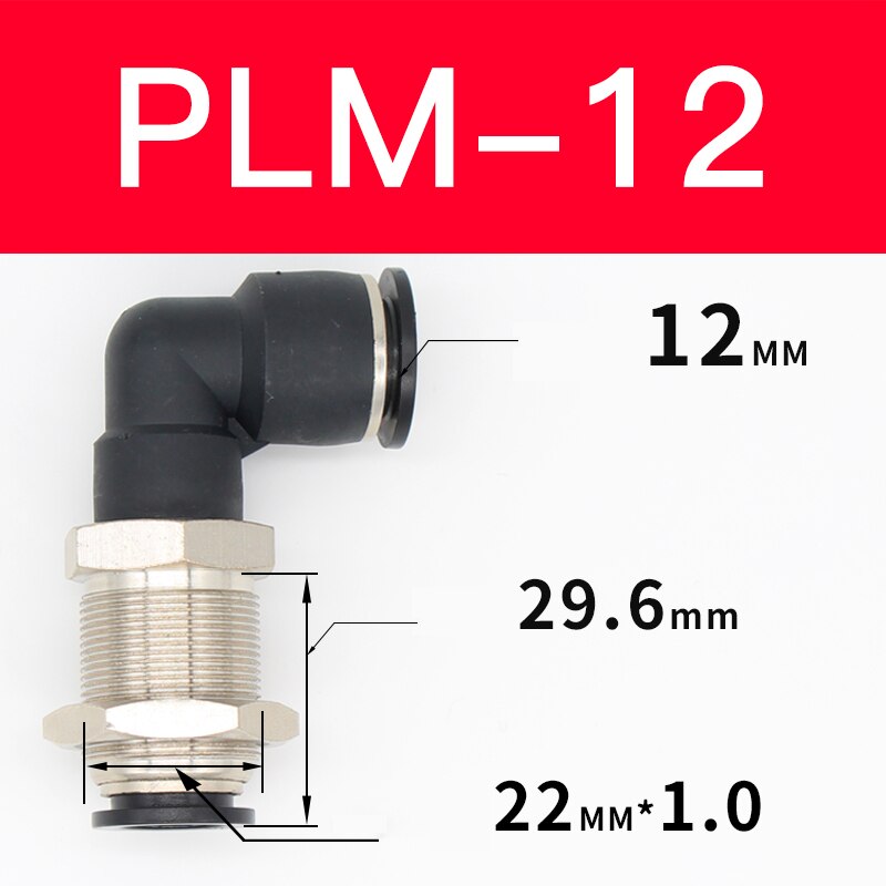 Seria PLM dla 4/6/8/10/12mm elementy pneumatyczne złącze grodziowe szybkozłączka rura łącząca: PLM-12