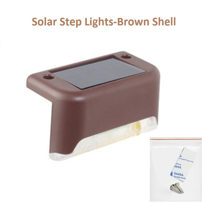 2 stk/lot solar gjerde lamper utendørs rekkverk lys for hage/terrasse/trapper/hage/sti/gårdsplass varm hvit: 2 stk brunt skall / Kul hvit