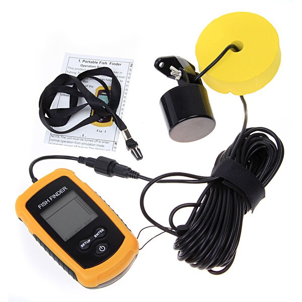 Portable Fish Finder Sonar Sounder Alarm Transducer Deeper Fish Finder 0.7~100m Fishing Echo Sounder with English LCD Display
