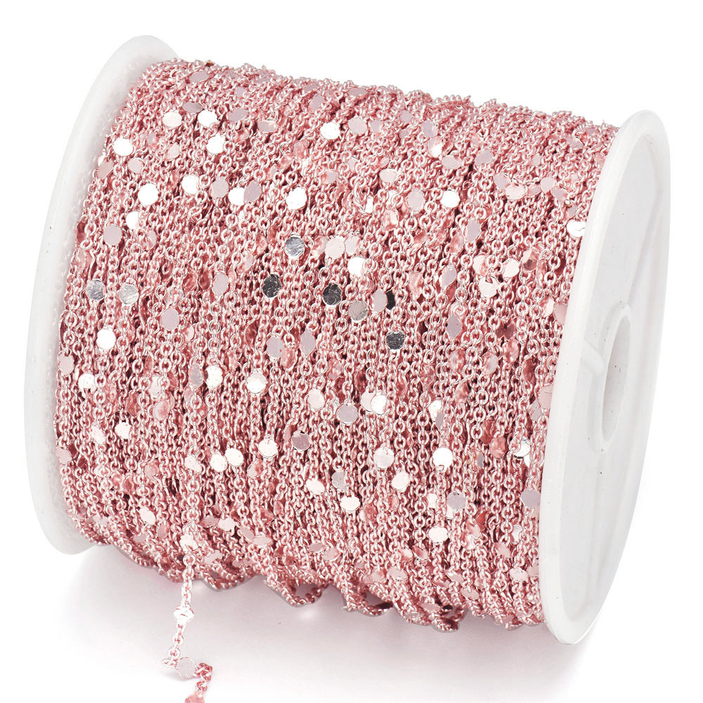 5 m/rouleau 1.5mm paillettes chaîne cuivre câble chaînes or argent collier Bracelet bricolage chaîne bijoux faisant des composants