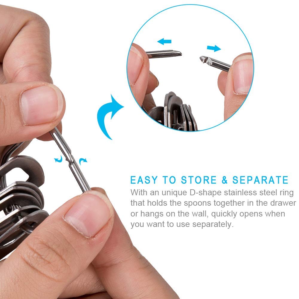 Measuring Spoons, Stainless Steel Measuring Spoons Cups Set, Small Tablespoon with Metric and US Measurements, Set of 6 for Gi