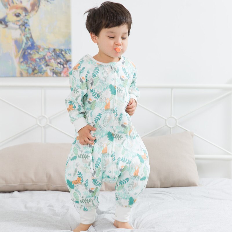 4 Layer Slaapzak Kids Eeved Bamboe Katoen Split-Been Slaapzak Voor Zuigelingen Peuters Wearable Deken Envelop Meisjes jongens