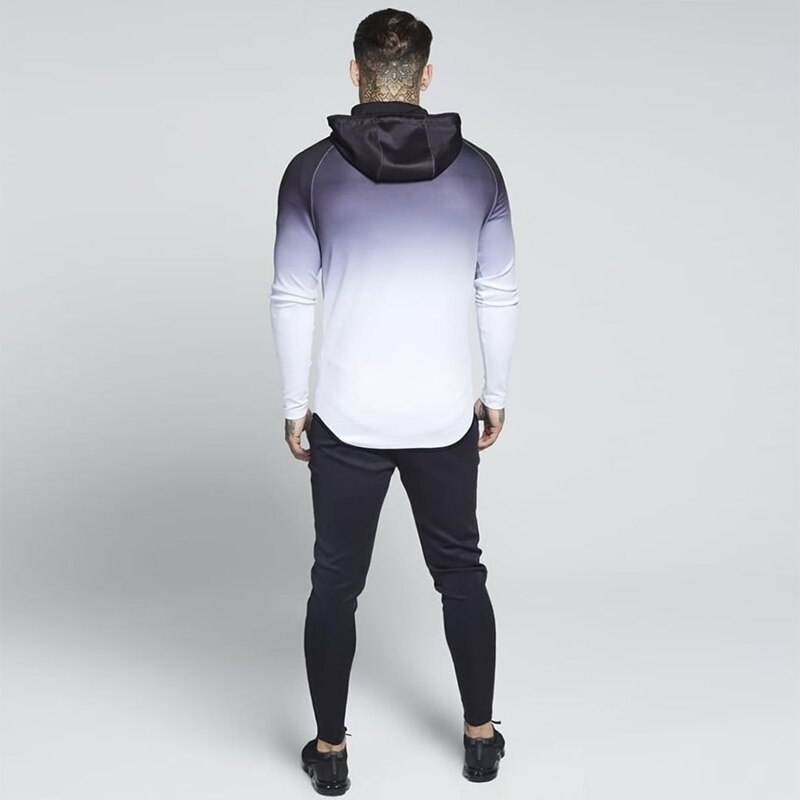 Jaqueta esportiva masculina com capuz, jaqueta de academia esportiva com zíper, roupa de treinamento de corrida, treino, malhação, roupa fitness