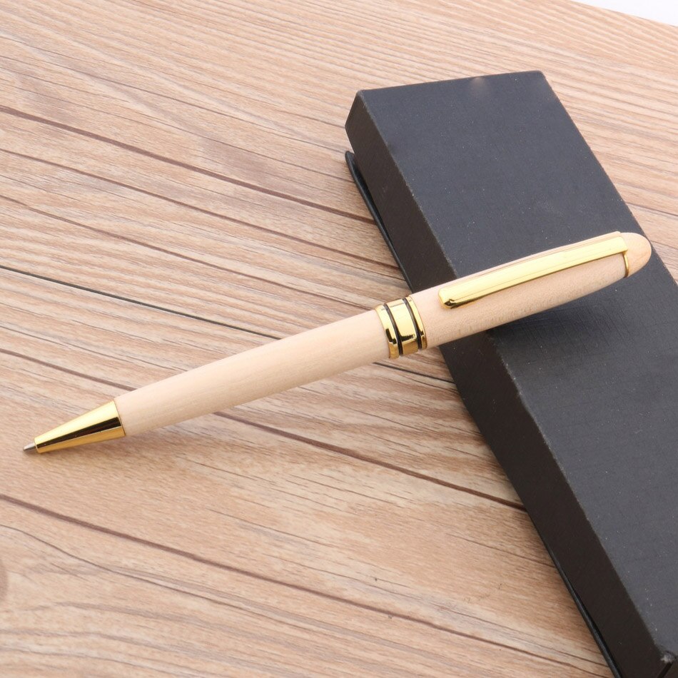 Witte Houten PEN Twist Gouden ZILVEREN Trim Balpen