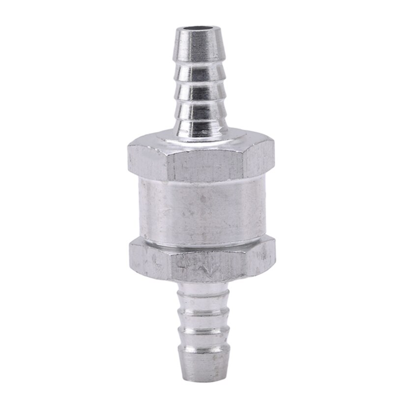 Válvula de retención de combustible de aleación de aluminio, válvula de retención de no retorno unidireccional de gasolina y diésel para manguera de vacío de coche, bombas de agua y aceite, 6/8/10/12mm: silver-diameter 8mm