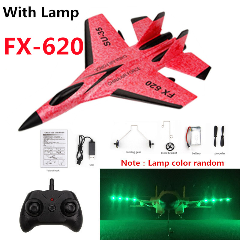 FX-820 SU-35 RC Remote Control Airplane 2.4G Aliante RC Drone Fighter Hobby Aereo Aliante Aereo EPP Schiuma Giocattoli RC Aereo All&#39;aperto: FX620 red lamp