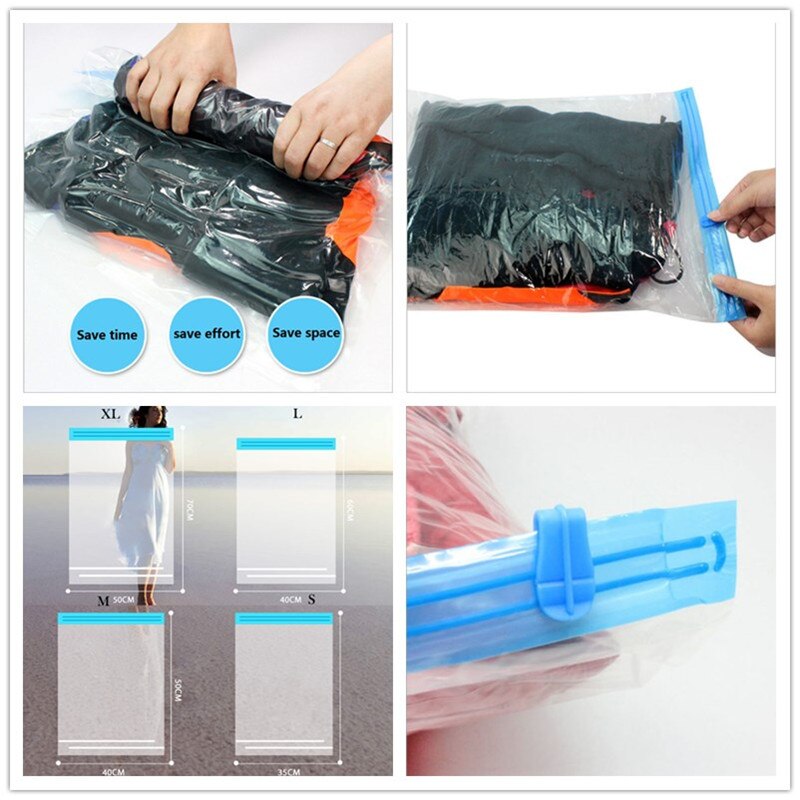 Draagbare Roll-up Compressie Vacuüm Opbergzakken Waterdichte Afdichting Ruimte Saver Kleding Air Strakke Sack 4 maten Koord Tassen