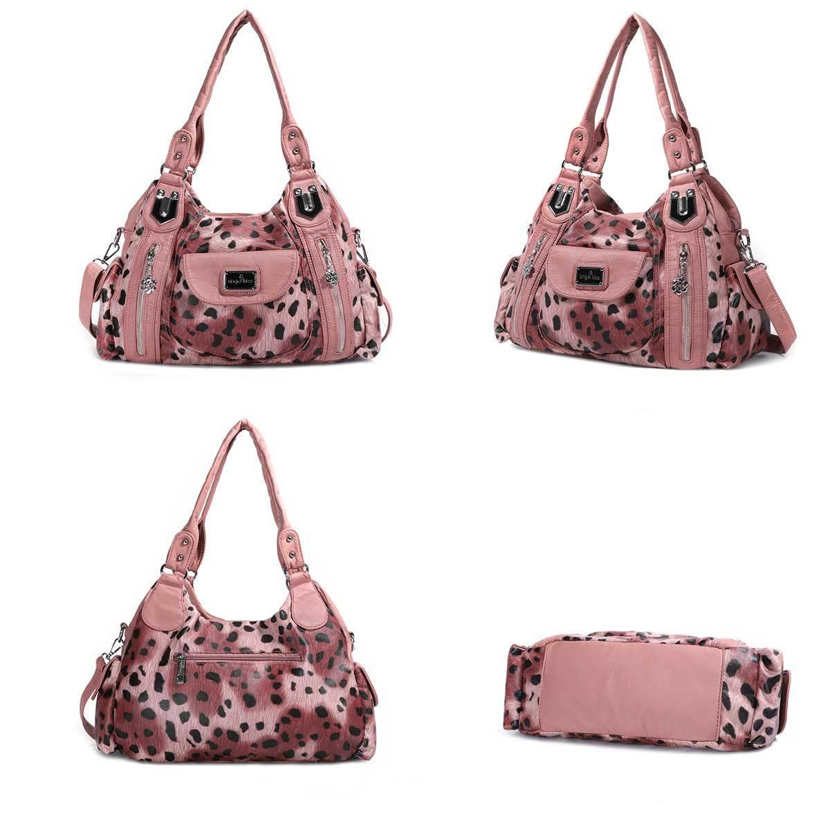 Mærke blød leopard pu læder skuldertaske luksus stor kapacitet multi lomme smarte tote tasker til kvinder shopping håndtaske