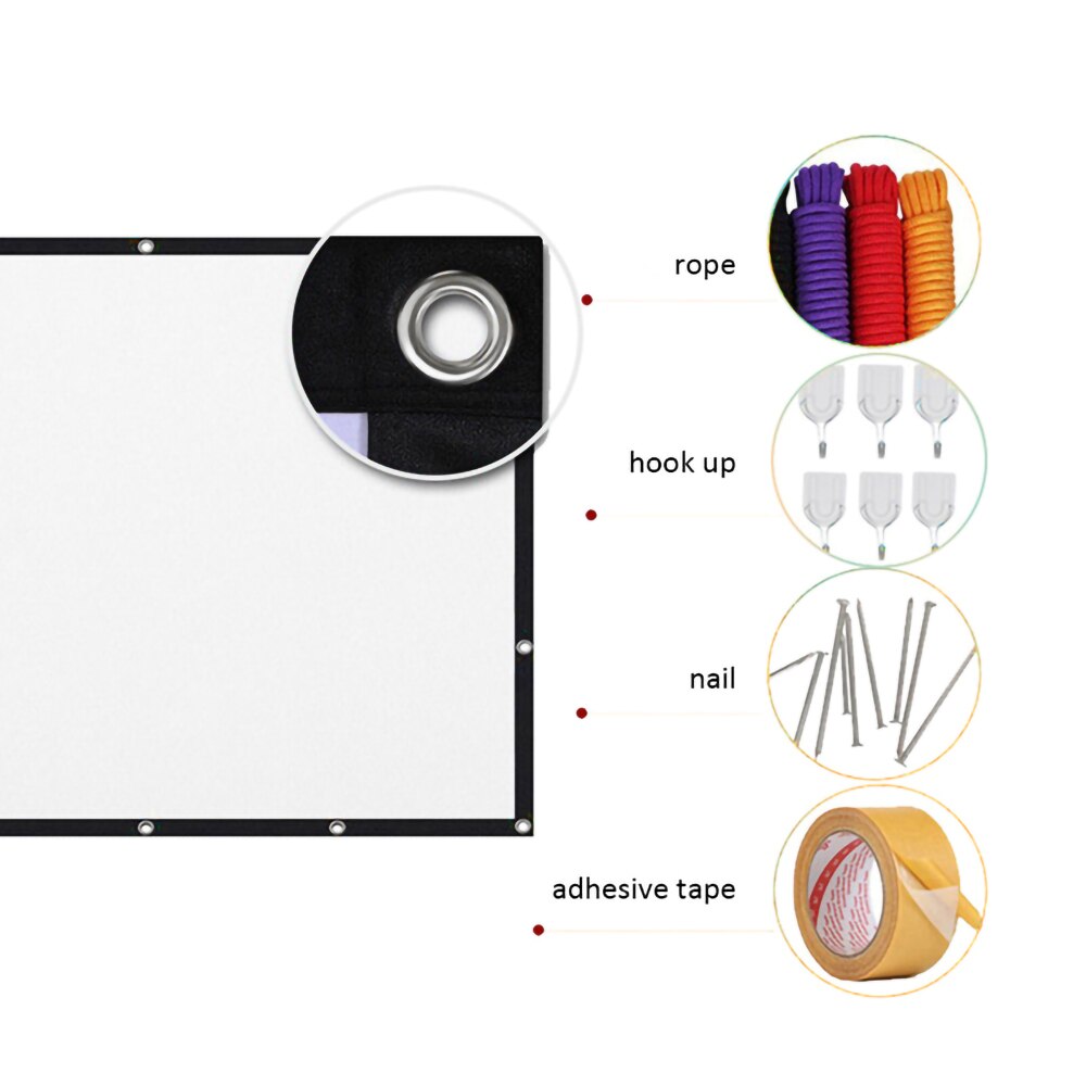 VCHIP120 inch Portable Projector Screen Anti-Light Curtain 16:9 3D HD Projection For Home Theater Office Outdoor