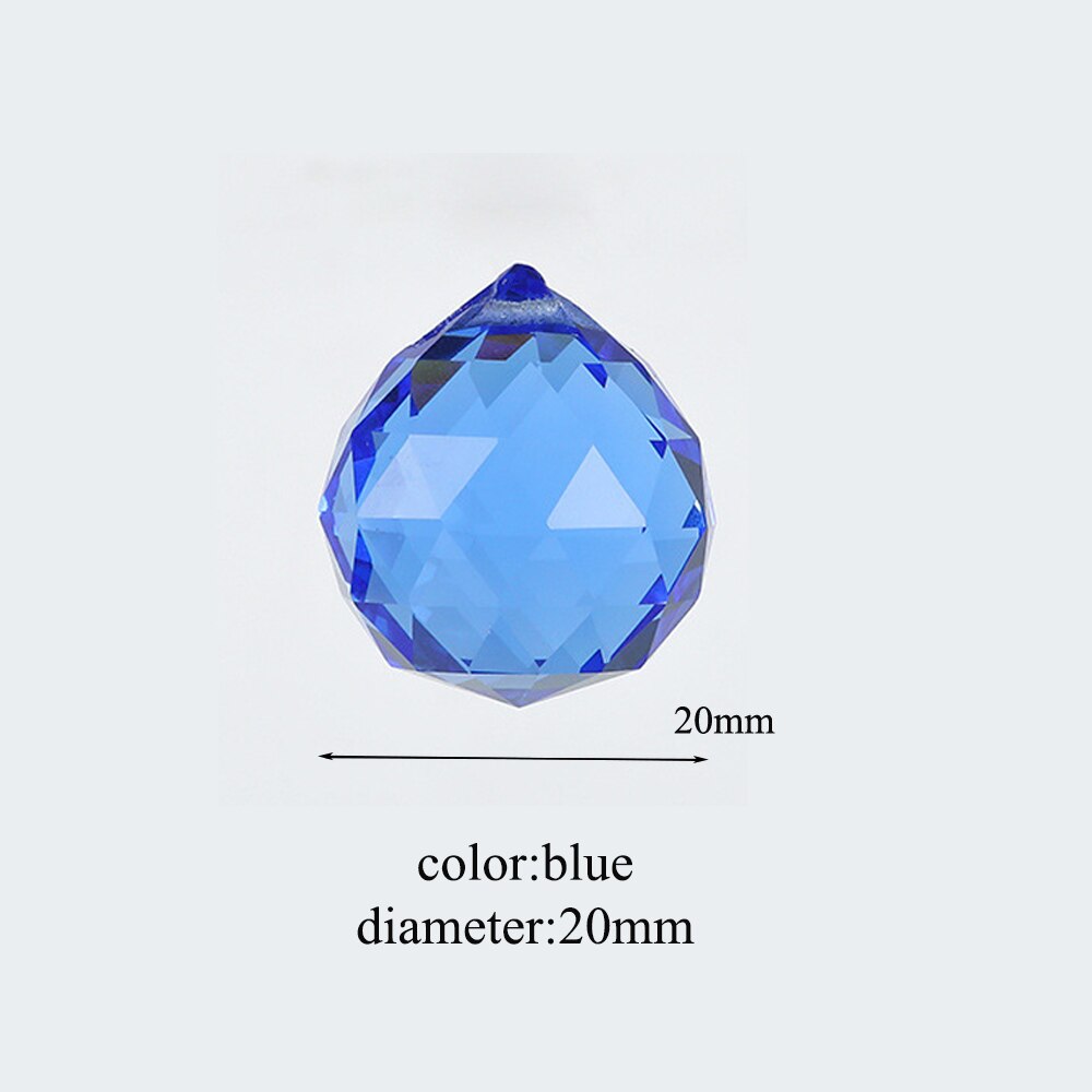 20/30/40mm cor múltipla bola de iluminação cristal feng shui lâmpada prisma bola arco-íris sun catcher casa decoração festa casamento ornamento: 20MM blue