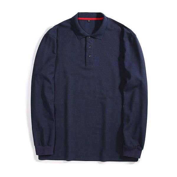 Plus size 5xl 6xl 7xl 8xl forårs business polo shirt herre langærmede mandlige poloer casual polo homme: Marine blå / 7xl