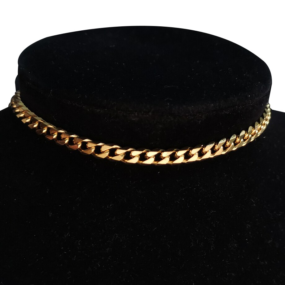 Gold Color Stainless Steel Choker Chain Necklace Punk Clavicle Short Neck Chain Pendant Necklace For Women Jewelry