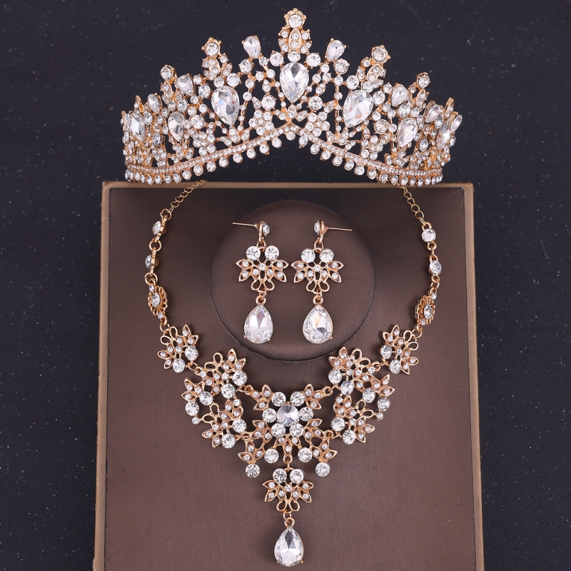 Ensemble de bijoux en cristal baroque pour patients, biscuits, diadème de Rh, diadème pour femmes, accessoires pour cheveux de mariage: Imitation plaquée rhodium