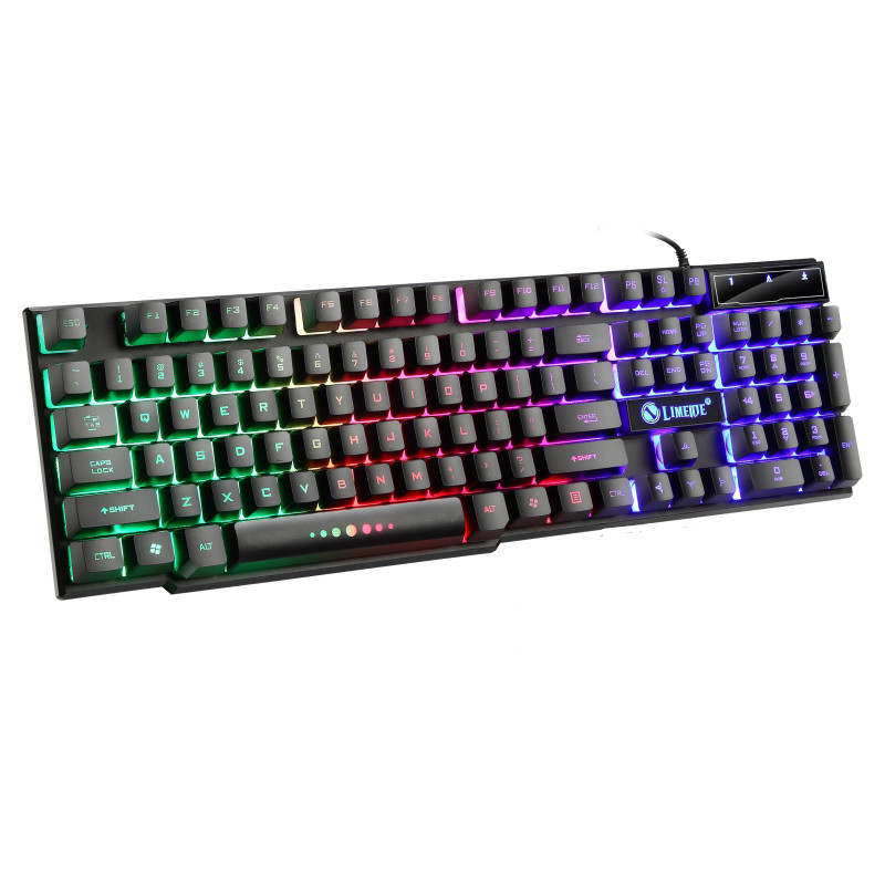 Usb kablet gaming tastatur mus sett pc rainbow fargerik led bakgrunnsbelyst gamer gaming mus og tastatur combos kit hjemmekontor: Nytt svart tastatur