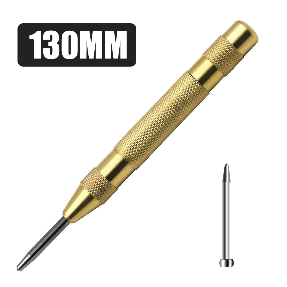 Automatic Centre Punch Universal Marking Tool for Machinists and Carpenters with Adjustable Spring Loaded Metal Drill: Golden Set A