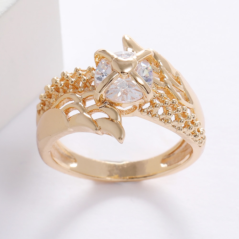 Luala 585 Rose Gouden Antieke Ring Veer Angel Wings Originele Vrouwen Vinger Hand Decoratie Ornamenten