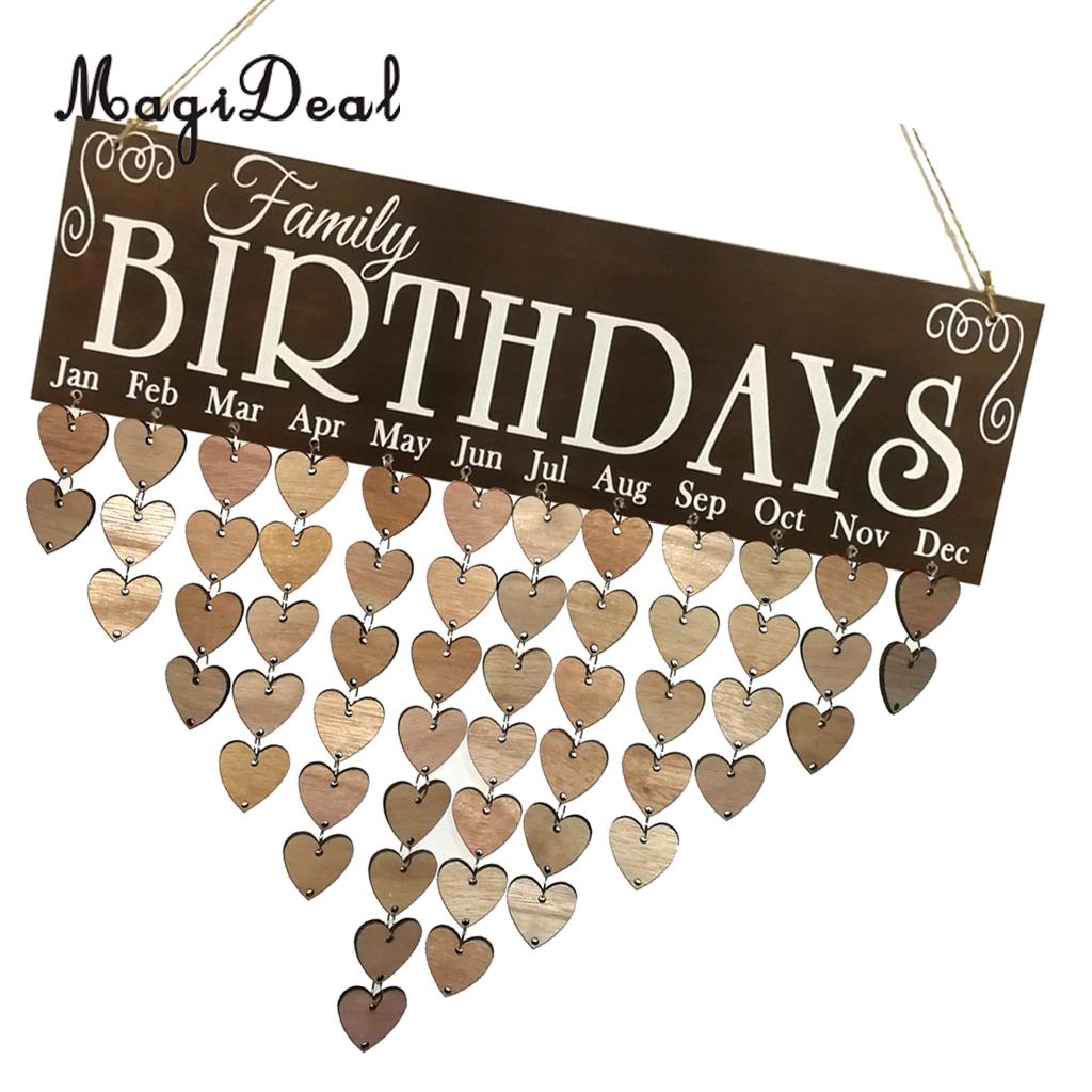 Magideal familjen födelsedagar påminnelse kalender träskiva plack skylt hängande dekor