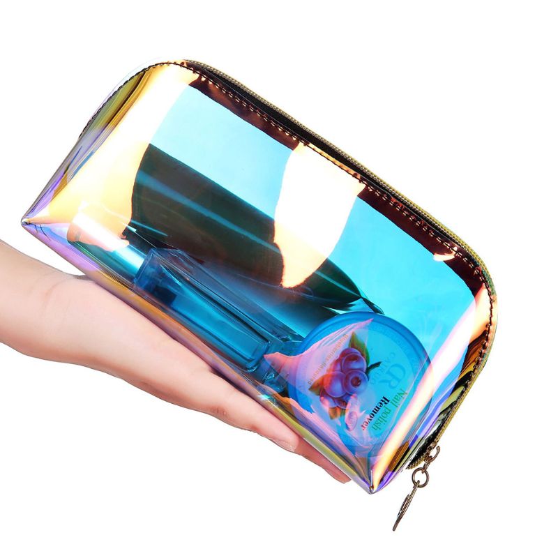 Holografische Cosmetische Tas Transparante Make-Up Tas Voor Vrouwen Pouch Toilettas Reizen Pvc Organisator Mode