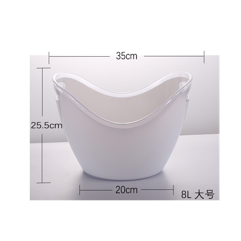 Large Transparent Ice Bucket Portable Fridge Beer Champagne Wine Bucket Ice Grain Bucket Bar Lid Space Saving Cube Maker Tools: white8L