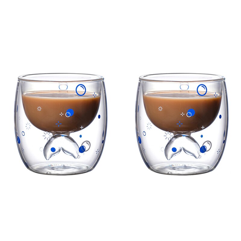 Mermaid Tail Cup Fish Tail Wine Cup Heat-resisting Bar Cups For Whiskey Brandy Vodka Cocktail Beer Wine Juice Shot Glas: 2PCS