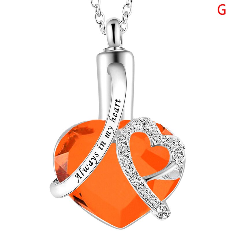 Always in my heart Locket screw Heart cremation memorial ashes urn birthstone necklace jewelry keepsake pendant: G