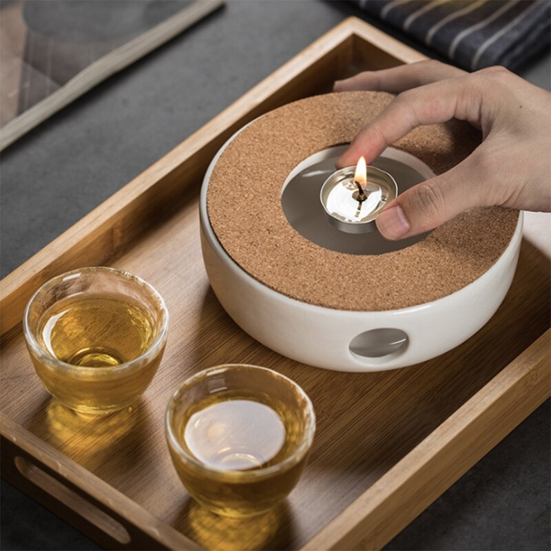 Mini Portable Ceramic Teapot Holder Base Teapot Warmer Insulation Base Coffee Water Warmer Candle Holder Tea Accessories