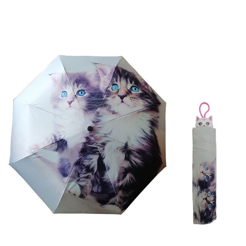 Paraguas con de cabeza de perro y gato para hombre y mujer, sombrilla con de cabeza de perro o gato, impermeable, Anti-uv, Gato genial