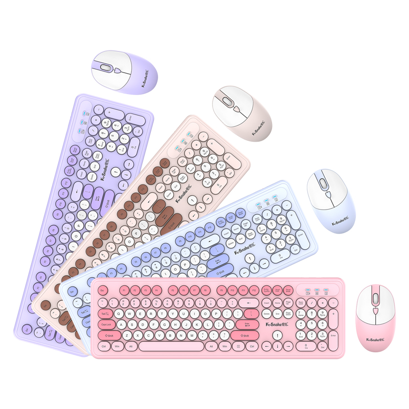 K-Snake WK200 Wireless Keyboard Mouse Set Cute Punk Keycap USB Wireless Business Keyboard Mouse Set Laptop Typing Office