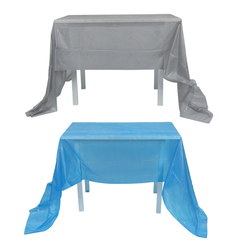2 stuks peva wegwerptafelkleden, tafelkleedhoes, feestcatering, evenementenservies, marineblauw en zilvergrijs