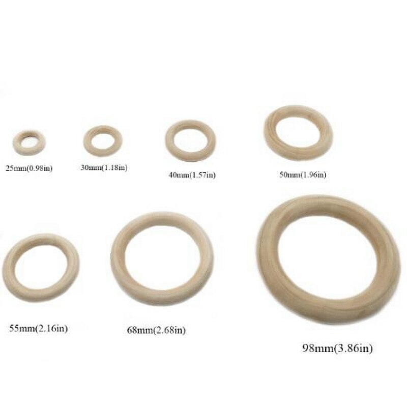 20 st/set 60mm/65mm/70mm baby naturligt rund trä tandring trä bitring leksak gör det själv nappar tillbehör zxy 9637