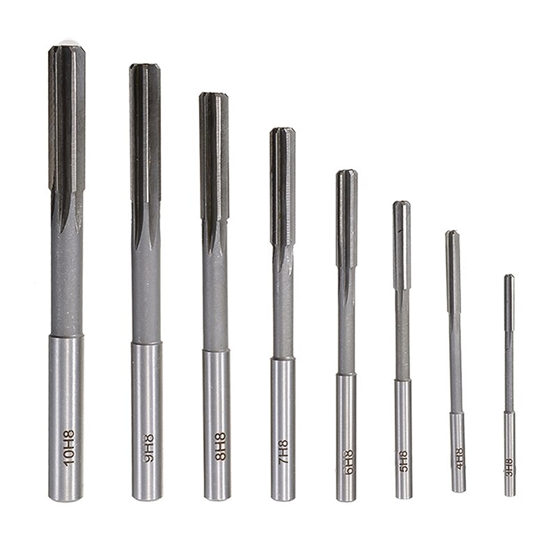 8pcs Mayitr Hand Reamer 3/4/5/6/7/8/9/10mm Straight Shank H8 HSS Chucking Reamers Set Milling Cutter Tool For Bore Machining